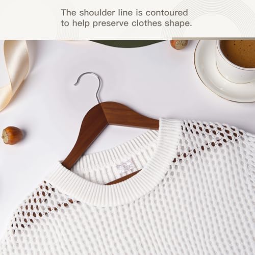 Wooden Hangers 90 Pack,Heavy Duty Solid Wooden Clothes Hangers with Pant Bar,360-Degree Rotatable Hook,Durable & Slim Wood Hangers for Coats,Jackets,Dress,Pants(Walnut) - Image 4