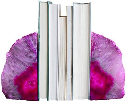 Pink Agate Bookends Heavy Duty Geode Stone Book End Holders Decorative - Image 4