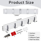Wesiti 2 Pack Wall Mounted Coat Rack, 5 Foldable Hooks, White - Image 2