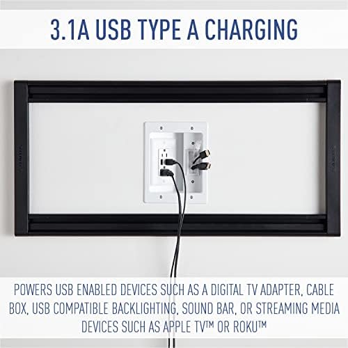 Legrand - OnQ in Wall Cable Management Kit with USB, TV Outlet Wall Kit Hides Cords, in Wall TV Power Kit Works with All Plugs, Recessed TV Outlet, White, HT21USBWHV1 (Hardwired) - Image 7
