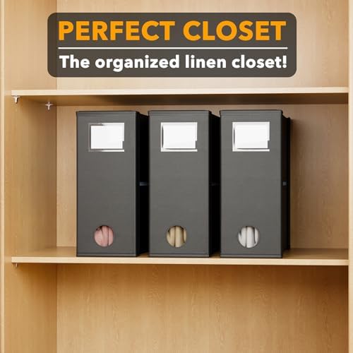 SpaceAid 3 Pack Bed Sheet Organizers and Storage, Foldable Organizer for Linen Closet, Set Folder Keeper With Window XL (Queen & King Size) Bedding Container (Black) - Image 5