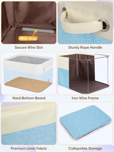 BALEINE 2 Pack Fabric Closet Storage Bins for Shelves, Linen Closet Organizers and Storage, Decorative Baskets for Organizing, Shelf, Clothes, Home, Office (Skyblue, 17''x13''x10.5'') - Image 6