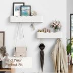Coat Rack Wall Mount with Hidden Hooks, Wall Hooks with Shelf, Wall Key Holder Mount Wooden Shelf Entryway Hooks for Bedroom Bathroom for Hanging Coats Hats Bags Towels (White Wave-Shape, 5 Hooks) - Image 7