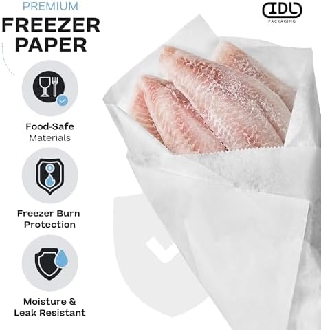 White Freezer Paper 18" x 13200" (1100 feet) with Dispenser - USA-made Large Freezer Paper Roll for Meat & Fish - Poly-Coated Food Wrapping Material for Freezing by IDL Packaging - Image 3