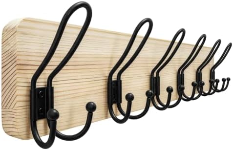 SKOLOO Coat Rack Wall Mount, Solid Wood Wall Mounted Coat Rack with Hooks, 24 Inch Wooden Coat Hooks for Wall, Modern Entryway Hallway Organizer, Pre-Assembled, Wood Natural by SKOLOO