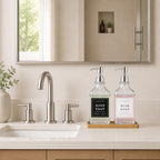 Kitchen Glass Soap Dispenser Set with Tray 2 with Silver Rust Proof Pump - Image 6