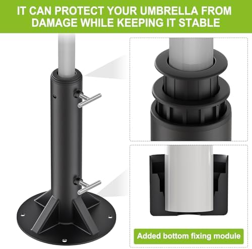 Dolibest Heavy Duty Deck Mount Umbrella Holder with Plastic Sleeve, Fully Welded Steel Patio Umbrella Base up to 2'' Poles, Outdoor Umbrella Stand for Patio Table, Balcony, Decks, Docks (Enhanced) - Image 3