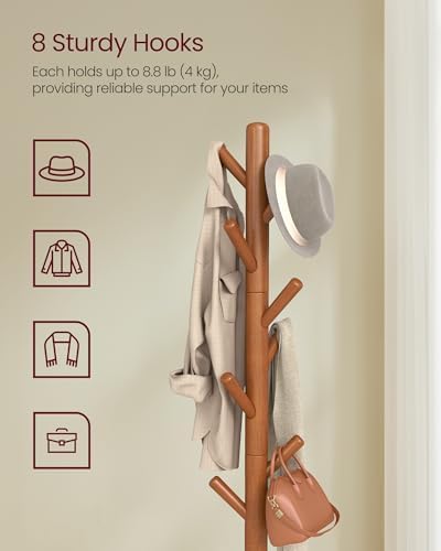 VASAGLE Coat Rack Freestanding, 8 Hooks, Storage Shelf, 69.2 Inch Tall - Image 6