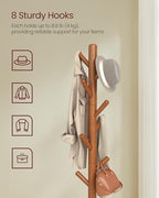 VASAGLE Coat Rack Freestanding, 8 Hooks, Storage Shelf, 69.2 Inch Tall - Image 6