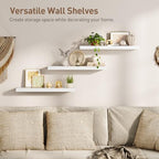 RALGEND Floating Shelves for Wall, 23.6" Wall Shelf Set of 3 with Invisible Brackets, 1.5" Thick Hanging Shelves Farmhouse Home Decor for Bathroom, Living Room, Bedroom, White 6301BJP3WT - Image 4