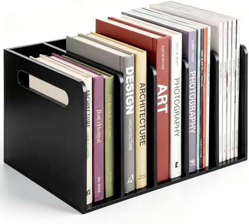 Didaey 1 Pack Acrylic Magazine File Holder, 5 Vertical Compartments Desk Sorter Organizer Magazines Documents Books Accessories Black Folder Rack Binder for Office Home(B5, 5 Sections, Black) by Didaey