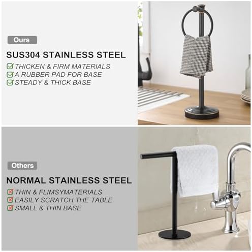 Hoimpro Hand Towel Holder Stand Free Standing Towel Bar Oil Rubbed Bronze - Image 4