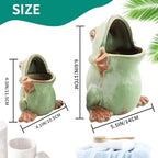FlidRunest Extra Large Kids Frogs Toothbrush Holder for Bathroom - Ceramic Animal Tooth Brush Holder Cup - Easy to Clean Toothbrush and Toothpaste Holder - Great Gift for Boy, Friends, Kids, Men - Image 3