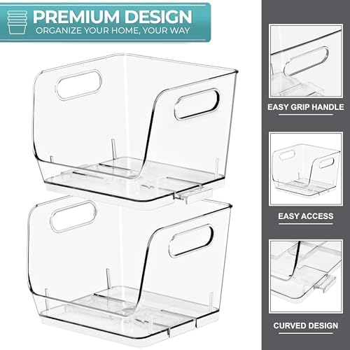 Sorbus Clear Pantry Organizer with Stackable Storage Bins, Open Front - Image 6