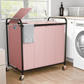 Laundry Sorter 4 Sections 48 Gal, Rolling Laundry Basket with Wheels ＆ Lid by OLLDIDE