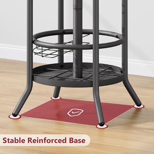 Tajsoon Coat Tree with Umbrella Stand, Coat Rack With 16 Hooks, Grey - Image 6
