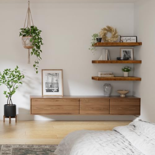 QEEIG 12" Deep Floating Shelves for Wall (Brown, Set of 3, 23.6" x 12") - Image 5