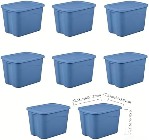 18 Gallon Plastic Storage Bin with Secure Snap Lid (Pack of 8) - Stackable Organizer Tote with Handles - Light Blue - Perfect for Closet, Dorm & Home Organization (light blue, (8 Pack) 18-Gallon) - Image 7