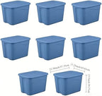 18 Gallon Plastic Storage Bin with Secure Snap Lid (Pack of 8) - Stackable Organizer Tote with Handles - Light Blue - Perfect for Closet, Dorm & Home Organization (light blue, (8 Pack) 18-Gallon) - Image 7