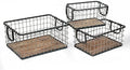 Set of 3 Rectangular Sturdy Hand Welded Farmhouse Metal Wire Basket with Rustic Wooden Bottom For Shelves, Closet Storage Bins for Shelves. Also For Laundry, Towel, Spice Rack, Tool Box (SET OF 3) by Unknown