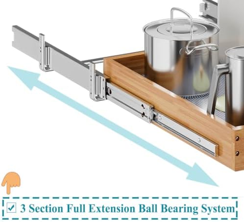 OCG Pull Out Drawers For Cabinets, Slide out Wood Drawer Shelf, Pull Out Shelves for Base Cabinet Organization in Kitchen, Pantry, Bathroom - Image 4
