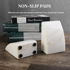 Koville Marble Bookends for Shelves, Large Bookends for Heavy Books, Natural Stone Book Stopper for Books CD Movies, Aesthetic Decorative Book Ends (Golden Calacatta) - Image 6