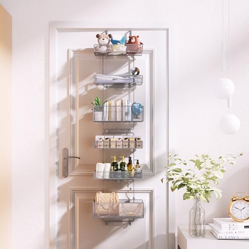 HapiRm Over Door Organizer Storage - Separable Door Organizer Hanging with 6 Metal Large Capacity Baskets for Bathroom Bedroom Kitchen Pantry Closet (Grey) - Image 6
