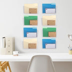 EASEPRES 8 Pack Clear Single Pocket Hanging File Organizer, Plastic Wall Mount Paper Mails Magazines Holder, Mounted Folder Bins for Office, School and Home, 13.85x3.14x6.88 inches - Image 6