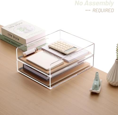 SANRUI Stackable Acrylic Desk Organizer, Paper Tray Organizer, 2-Pack - Image 3