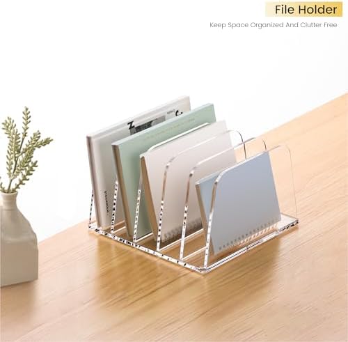 YUXUN Desk File Organizer,5-Section Vertical Clear Acrylic Desk Organizer File Holder Mail Sorter Office Organization for Office Home &Classroom（B5） - Image 2