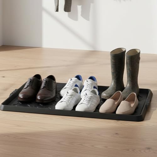 Rubber Shoe Mat Heavy Duty Foldable Boot Mat Tray with Lip Waterproof Non Slip Boot Trays for Entryway Indoor Outdoor 27.5x15.9 inch - Image 4