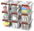 9-Pack Stackable Plastic Storage Bins with Lids, 4 Qt- BPA-Free, Clear Organizing Solution, Latches, Durable Nestable Containers, Secure Pull Handle. by Unknown