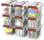 9-Pack Stackable Plastic Storage Bins with Lids, 4 Qt- BPA-Free, Clear Organizing Solution, Latches, Durable Nestable Containers, Secure Pull Handle. by Unknown