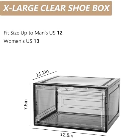 Attelite Large Shoe Boxes 6 Pack Drop Side Shoe Storage Container Stackable - Image 2