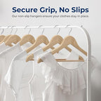 SereneLife Wooden Hangers 30 Pack, Non-Slip, Sturdy, Heavy Duty Suit Hanger Set with 360° Chrome Swivel Hook, Space-Saving Wood Hangers Closet Organizer for Clothes, Coat, Pants, Dress (Natural) - Image 3