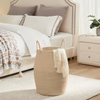 Large Laundry Hamper Basket 65L Woven Blanket Basket, Brown - Image 6