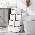 Giantex 3 Drawers Storage Cart, Narrow Plastic Dresser, Rolling Organizer Cart for Office Classroom Bedroom Bathroom Art Craft Supplies, Mobile Slim Utility Cart on Wheels (7.5"x16.5"x22.5") - Image 2
