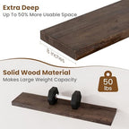 Floating Shelves for Wall Decor, Rustic Solid Elm Wood Live Edge Floating Shelves Wall Mounted, Wall Shelves with Invisible Bracket for Living Room Bathroom Bedroom Kitchen, 32 Inch Set of 2, Walnut - Image 5