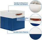 Temary Collapsible Storage Boxes - 12x12 Blue Cube Storage Bins with Handles for Organizing Home, White&Blue - Image 3