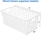 16inch Freezer Wire Storage Organizer Baskets, Household Refrigerator Bins with Built-in Handles for Cabinet, Pantry, Closet - Image 6