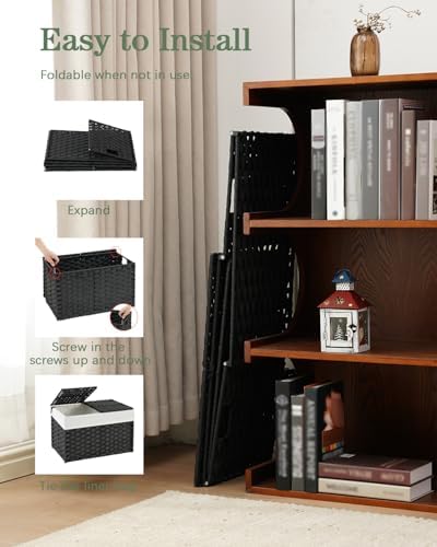 SETVSON Storage Basket with Lid Wicker Baskets for Storage, 160L Black - Image 5