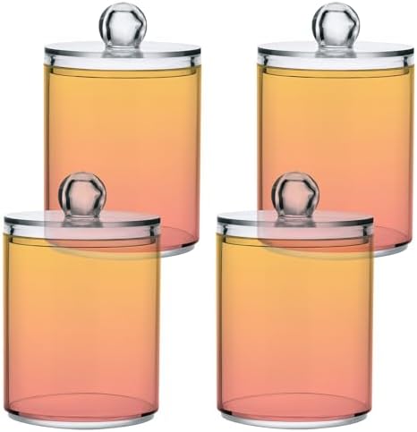 4 Pack Qtip Holder Dispenser with Lids,Orange Gradient Storage Containers,Bathroom Canisters Organizer for Cotton Ball,Cotton Swab,Cotton Round Pads,Floss 21214696 by Unknown