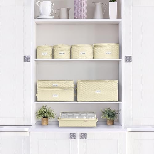 Sorbus China Storage Containers, Dinnerware Storage Set (8 Piece, Beige) - Image 3