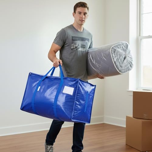 TICONN 8 Pack Extra Large Moving Bags Heavy Duty with Zippers & Carrying Handles, Durable Storage Bags Moving Boxes for Closet Organizers and Storage (8 Pack, Blue) - Image 6