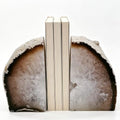 Natural Agate Bookends Pair - 3-4 lbs Heavy Duty Non-Slip Stone Bookends for Shelves | Unique Decorative Book Ends Gift | Home Office Decor by XMHOME