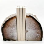 Natural Agate Bookends Pair - 3-4 lbs Heavy Duty Non-Slip Stone Bookends for Shelves | Unique Decorative Book Ends Gift | Home Office Decor by XMHOME