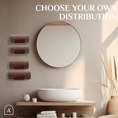 Bamboo Towel Rack by Aura Nest Set of 4 Wood Towel Racks Bamboo Bathroom Accessories -Wall Towel Holder for Rolled Towels Wooden Towel Racks for Bathroom Spa Bathroom - Dark Brown - Image 6