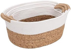Seville Classics Premium Natural Handwoven Portable Laundry Bin Basket with Carrying Handles, Household Storage for Clothes, Linens, Sheets, Natural Water Hyacinth and White Rope, 3 Piece Set - Image 3