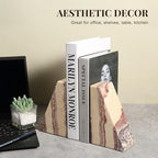 Koville Natural Onyx Bookends for Shelves, Decorative Bookends for Heavy Books, Non-Slip Heavy Duty Book Stopper for CD/Movies, Aesthetic Decorative Book Ends for Bookshevles Table Home Decor - Image 6