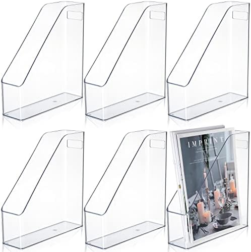 Marsui 6 Pcs Clear Acrylic Magazine Holder with Handle Desk Organizer by Marsui